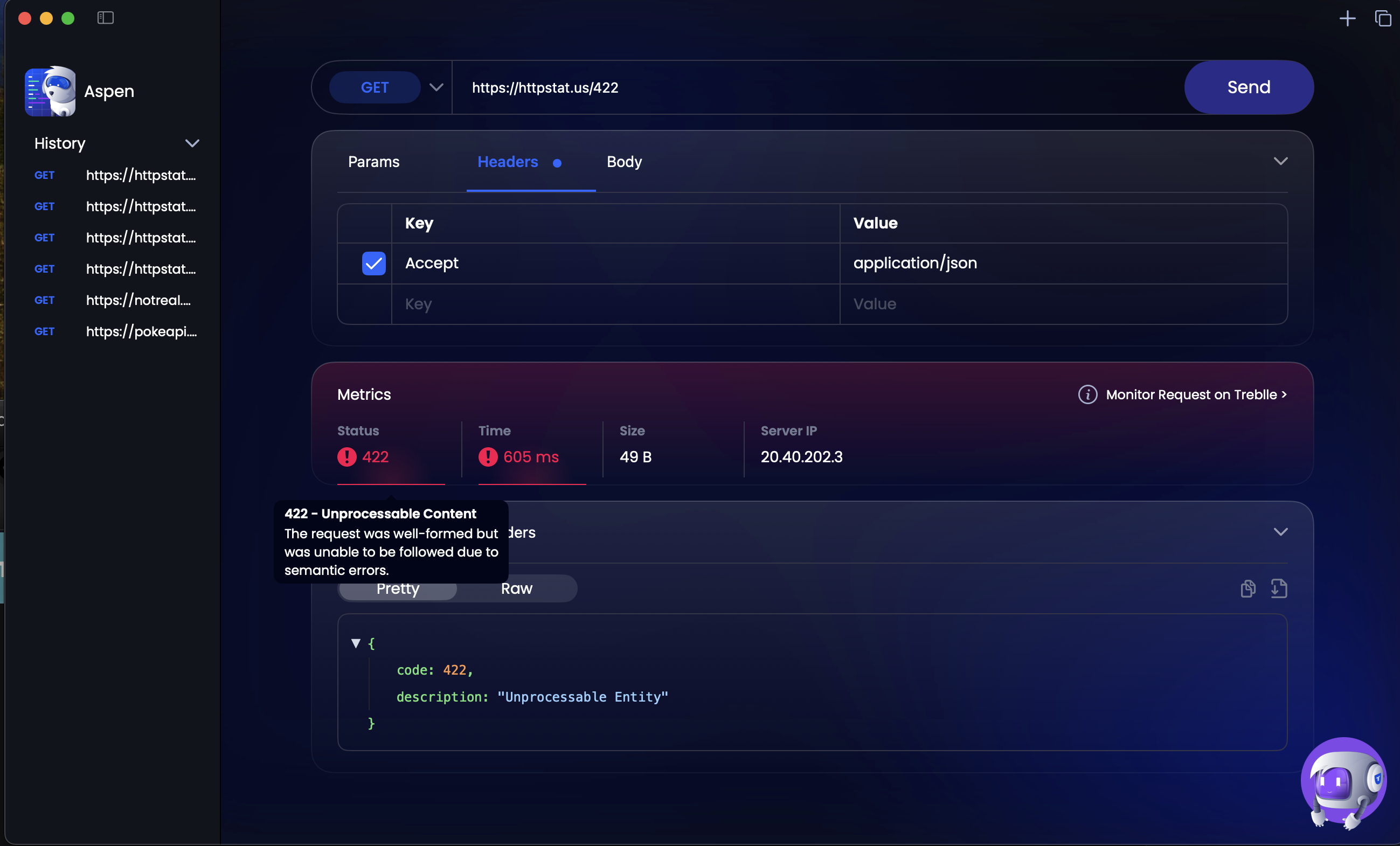 Hovering A Status Code